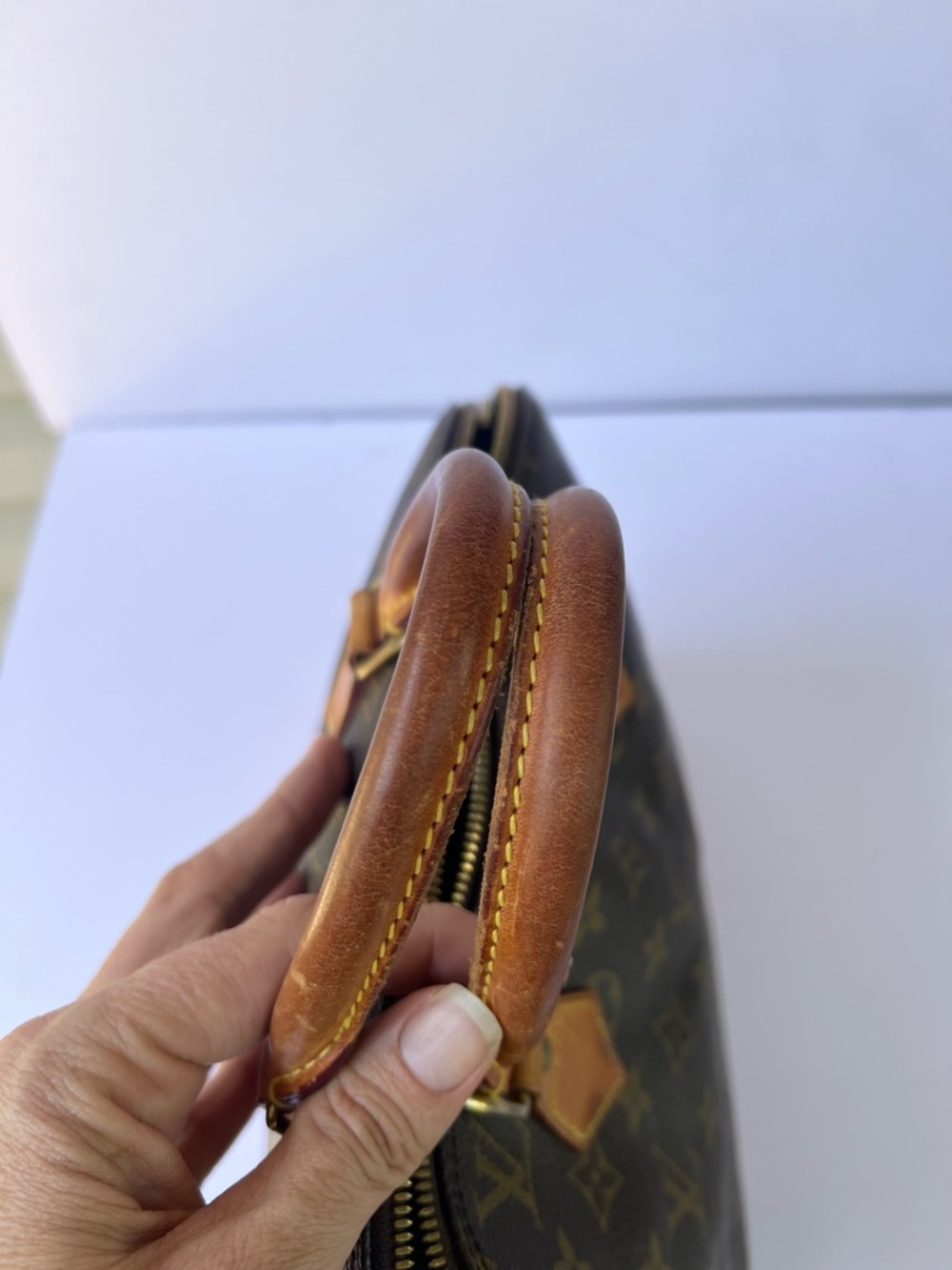 Louis Vuitton Monogram Alma PM Brown Canvas Top Handle Bag Authentic Vintage - Picture 7 of 12